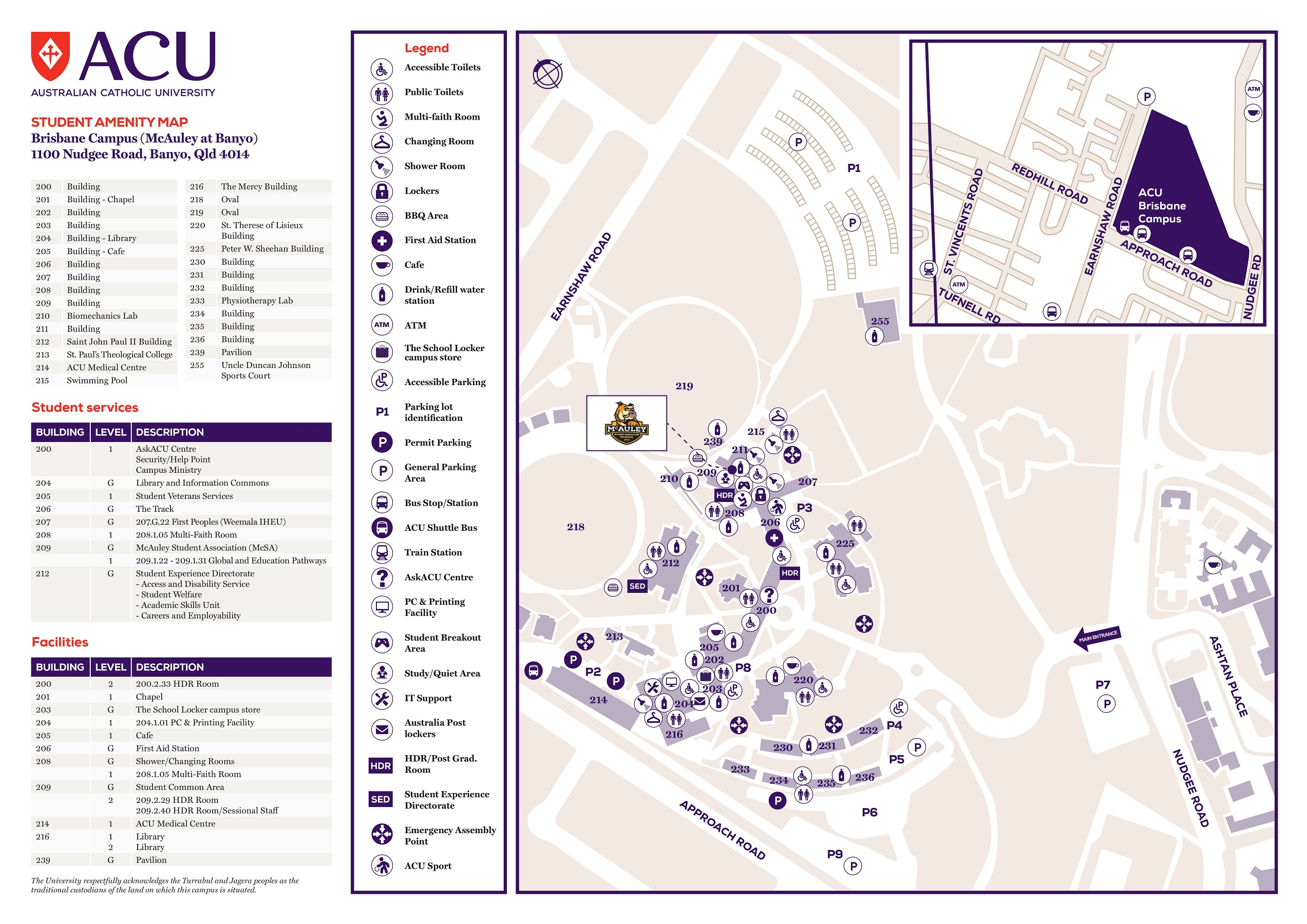 Brisbane Campus amenity map