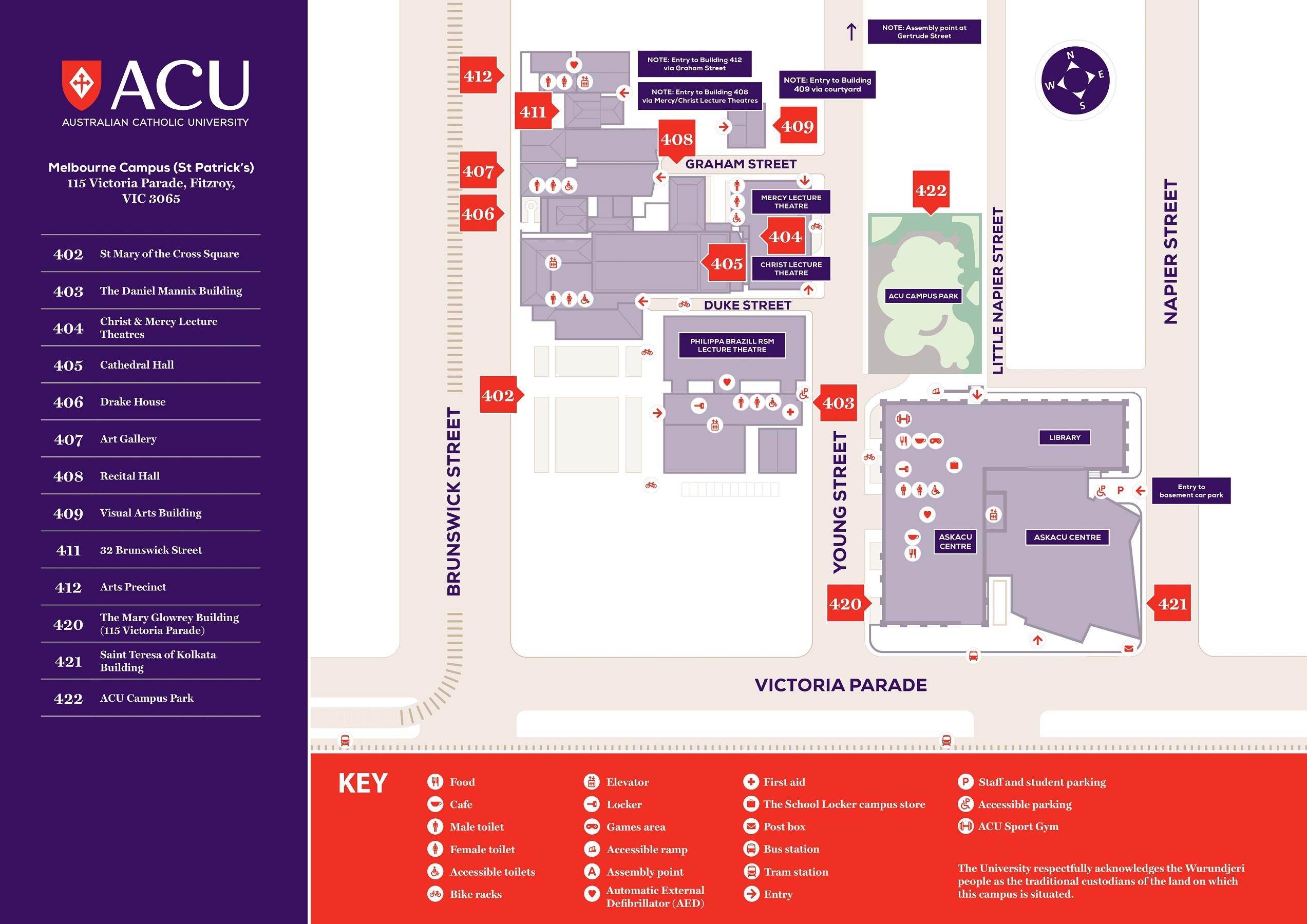 map of Melbourne campus