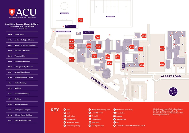 ACU Strathfield campus map