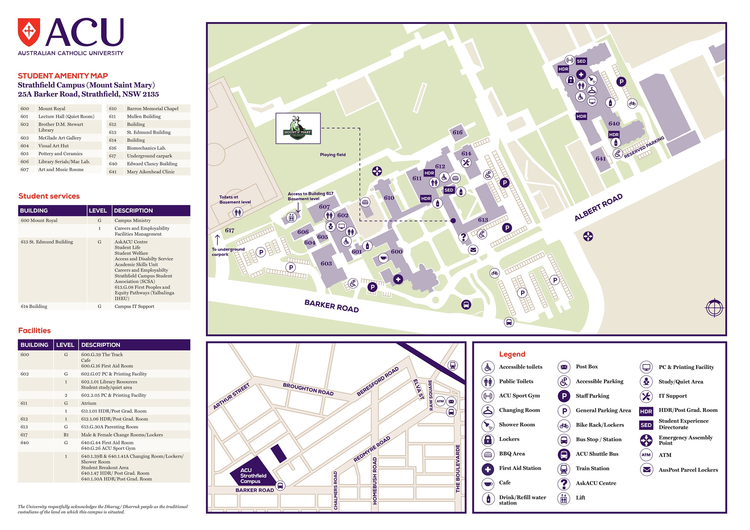 Strathfield student amenities map